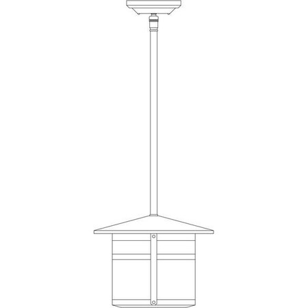 Arroyo Craftsman 11" Berkeley Stem Hung Pendant, Black, Frosted Glass BSH-11F-BK